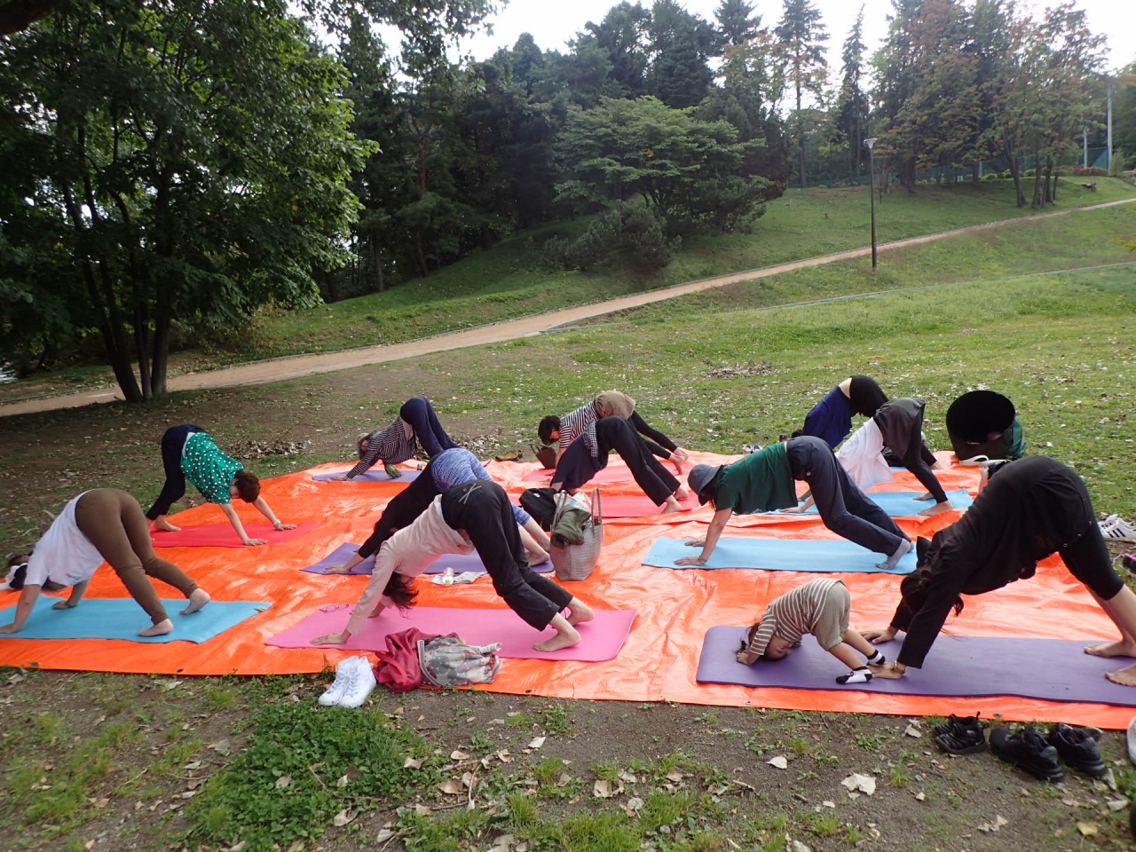 ③太陽礼拝(下を向いた犬のポーズ)