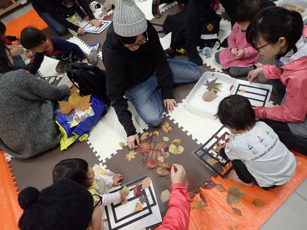 落ち葉でステンドグラス